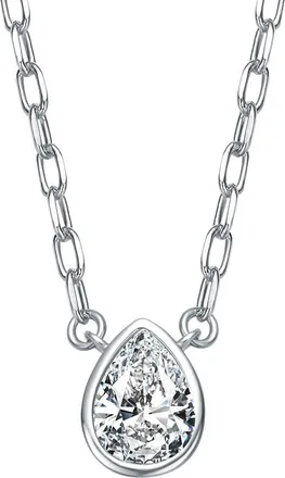 Rachel Glauber Rhodium Plated Cz Necklace