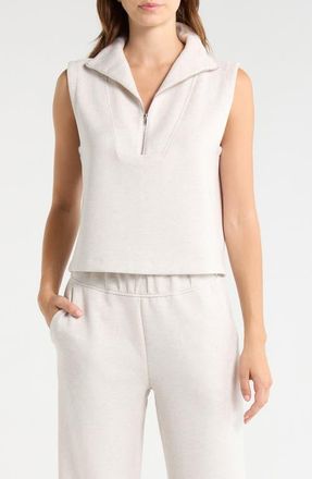 Lord & Taylor Dreamweave Sleeveless Half Zip Mock Neck Top in Htr Moonbeam at Nordstrom, Size X-Small