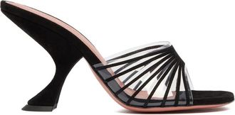 Amina Muaddi Zwarte leren muiltjes - Dames - Muiltjes - Zwart - 35 EU - Schoenen