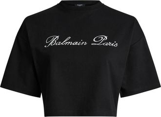 Balmain T-Shirt met print - Dames - T-shirts - Zwart - XS - Katoen - Tops