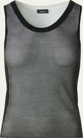 Akris Two-Tone Grid Knit Tank Top