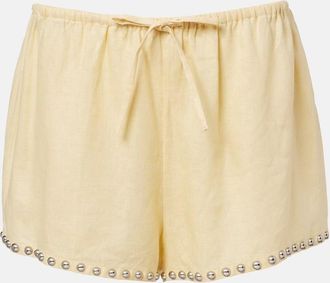 Staud Paddle embellished linen shorts