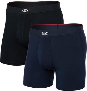 Saxx Vibe Xtra Boxer Brief Fly 2-Pack Kunstfaserunterwäsche für Herren | blau/schwarz
