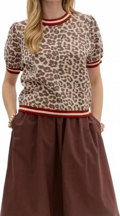 Entro Leopard Short Sleeve Sweater - Plus In Ecru