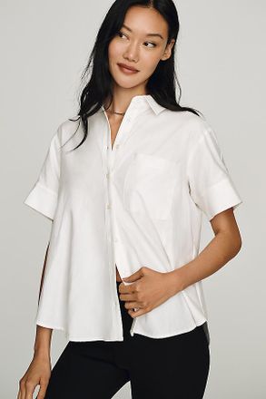 Maeve Short-Sleeve Yoke Shirt Top