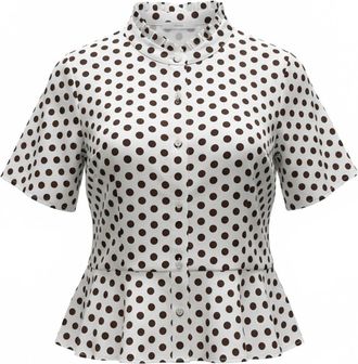 THML Clothing Womens Puff Sleeve Polka Dot Top In White