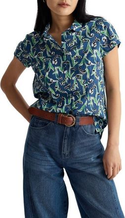 Seasalt Cornwall Rushmaker Floral Print Organic Cotton Voile Button-Up Shirt in Painty Bluebell Dark Voyage at Nordstrom, Size 10 Us