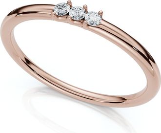 Pompeii3 Delicate Diamond 3-Stone Minimalist Anniversary Wedding Ring 14k Gold Lab Grown