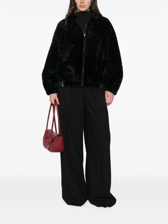 Simonetta Ravizza Shearling with Buckle Detail Jacket - Black