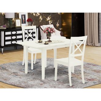 East West Furniture Dining Table- Dining Chairs, NOBO3-WHI-W