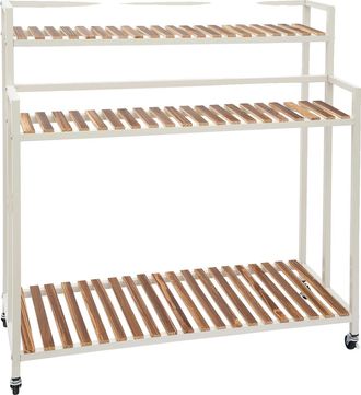 OEM Estanter&iacute;a Para Plantas, Dise&ntilde;o De 3 Niveles, M&oacute;vil Con Ruedas Universales, Blanca, M