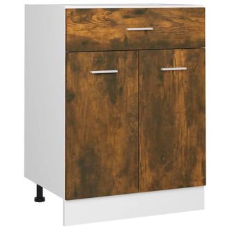 Berkfield Home Drawer Bottom Cabinet Smoked Oak 60x46x81.5 cm Engineered Wood in Brown