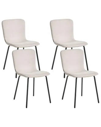 Beliani Set Di 4 Sedie Da Pranzo In Tessuto Rivestimento In Tessuto Sala Da Pranzo Beige Chiaro Caldwell