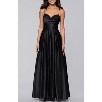 Blondie Nites Diamante Lace-Up Ballgown in Black at Nordstrom, Size 11
