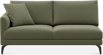 Castlery Lena Left Arm 2 Seater Sofa Customized, (Performance Fleece) Moss (Matte Black Legs), Spill Resistant, Removable Covers for Castlery