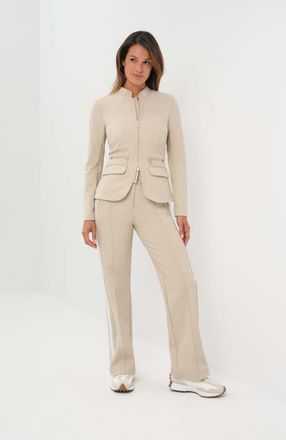 Anatomie Gisela Aeroflow Zip Front Twill Blazer in Champagne at Nordstrom, Size X-Large