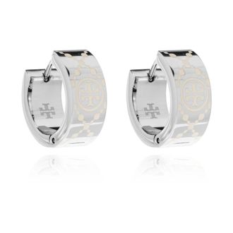 Tory Burch Tory Burch, Earrings, female, Gray, Size: ONE SIZE Icon Small T Monogram Hoop Earrings