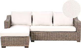 Beliani Sof&aacute; esquinero de jard&iacute;n 3 plazas Derecha Rat&aacute;n Gris