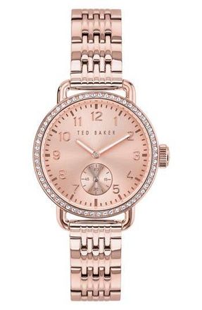 Ted Baker Classic Bracelet Strap Watch, 34mm in Rose Gold-Tone at Nordstrom Rack