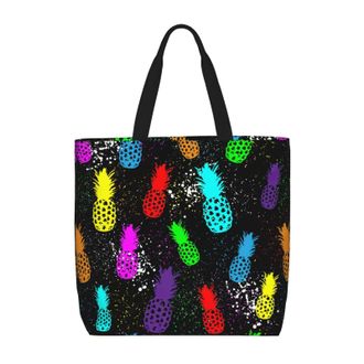 Generic Women Handbag Pineapple Tie Dye Pattern Womens Tote Bag Retro Folding Beach Travel Bags, For Graduation, Birthday, Christmas, Holiday, Work