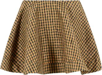 Ganni Crinkled Check Mini Circle Rok - Dames - Korte rokken - Bruin - S - Katoen - Rokken