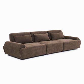 Oviala Sof&aacute; modular de 3 plazas con respaldo ajustable 303 cm color chocolate