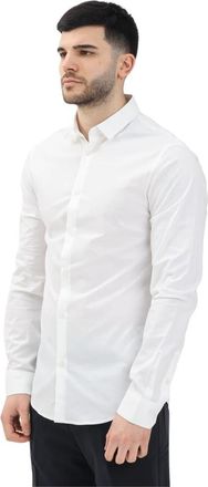 A|X Armani Exchange Wit overhemd met logo borduursel - Heren - Zakelijke Overhemden - Wit - 2XL - Overhemden