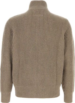 Maison Margiela Mens Kaban Cardigan Beige Wool Nylon