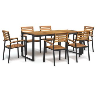 vidaXL Juego De Comedor De Jard&iacute;n 7 Pzas Madera Maciza Acacia Y Metal Vidaxl