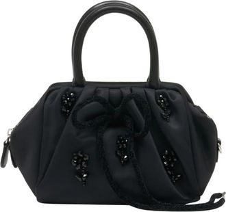 Simone Rocha Embellished Mini Gathered Top Handle Bag - Dames - Handtassen - Zwart - ONE Size - Katoen - Tassen