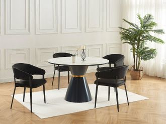 Vente-Unique Sedia con braccioli in Tessuto e Metallo Nero - Lotto di 2 - AVRELA