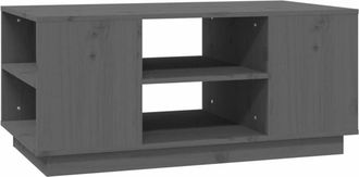vidaXL Vidaxl - Mesa De Centro De Madera Maciza De Pino Gris 90x49x40,5 Cm