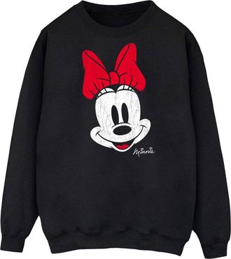 Disney Dames/Dames Minnie Mouse Gezicht Sweatshirt (Zwart)
