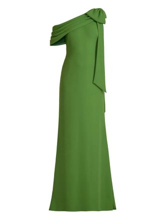 Tadashi Shoji bow one-shoulder maxi dress - Green
