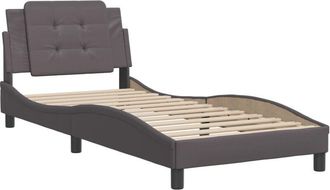 vidaXL Vidaxl - Estructura De Cama Sin Colch&oacute;n Cuero Sint&eacute;tico Gris 90x200 Cm