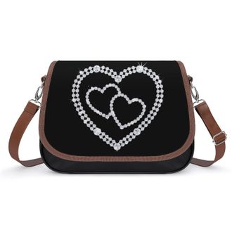 Generic Diamond Heart Crossbody Bags for Women Fashion Leather Shoulder Handbags With Adjustable Strap