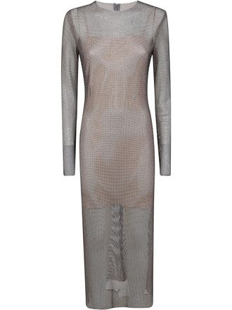 Alberta Ferretti Crystals Net Midi Dress