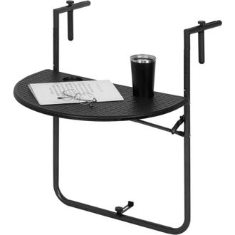 Woltu Mesa Colgante De Terraza Mesa Plegable Para Balcon Con 3 Alturas Ajustables Mesa Redondeada Exterior Para Terraza Jardin Y Patio Mesita Auxiliar De Ma