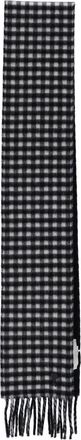 Ami Black Checkered Wool Scarf