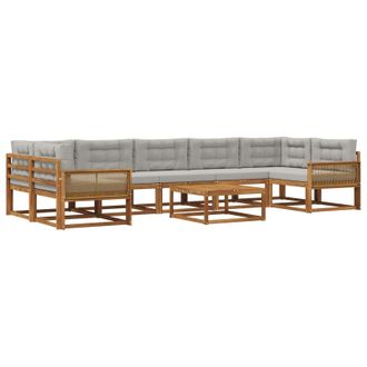 vidaXL Conjunto De Sof&aacute;s De Exterior 8 Pcs Natural Y Gris Claro Vidaxl