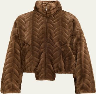 Balenciaga Cropped Faux Fur Bomber Jacket