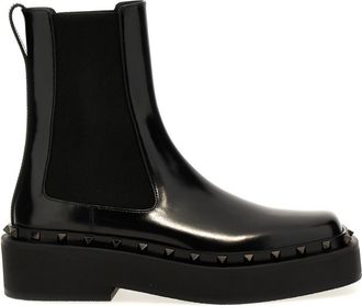 Valentino Garavani Black Rockstud M-Way Leather Boots