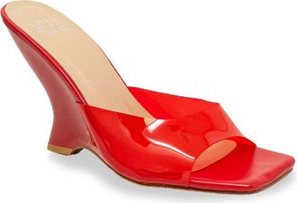 Chase + Chloe by Intouch Footwear Alia Clear Strap Wedge Sandal in Clear Red at Nordstrom Rack, Size 7.5