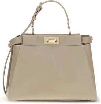 Fendi Peekaboo ISeeU Bag - Dames - Tassen - Beige - Maat: ONE Size Zijde