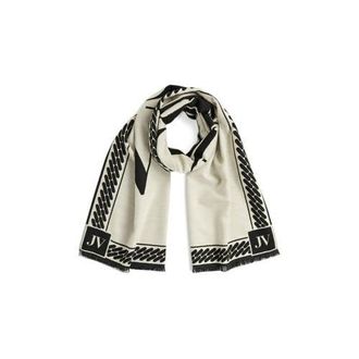 JOSH V sjaal met logoprint Lana ecru/zwart