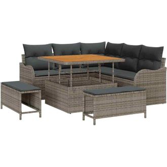 vidaXL Garden Sofa Set with Cushion with Storage 8 pcs Grey vidaXL