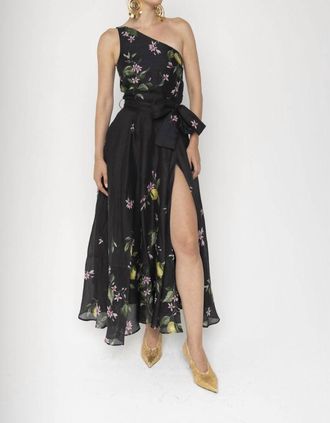 Lavi Sterlizia One Shoulder Dress In Black Citrus Floral