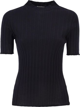 PESERICO Kurzarmpullover aus gerippter Wolle