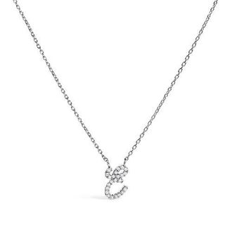 House of Brilliance 10K Gold Diamond Accent A-Z Initial Script Style Pendant Necklace in White | E at Nordstrom