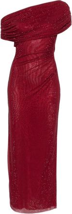 Self Portrait Midi-jurk met gedrapeerd detail - Rood